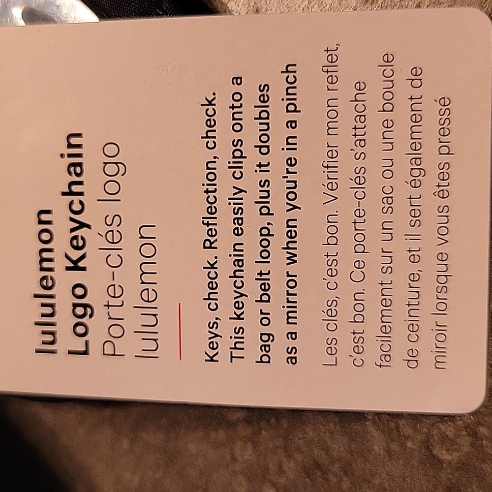 NWT Lululemon Silver Black Logo Keychain - Picture 2 of 7